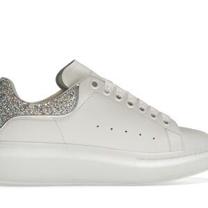 Alexander McQueen White Sneakers with Silver Glitter